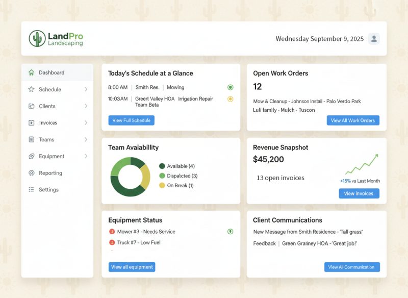 LandPro Landscaping Operations Platform | Job Scheduling & Client Communication — Tucson, AZ project preview